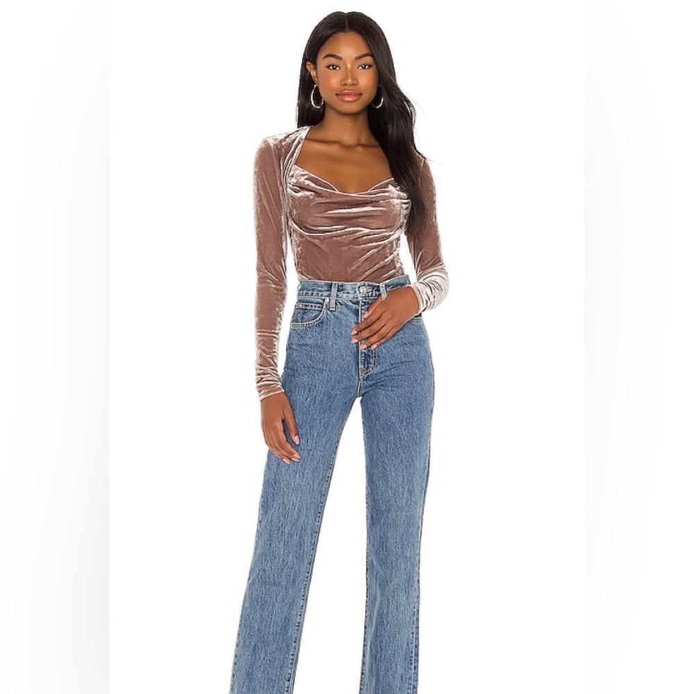 NWT Free People taupe stone velvet top